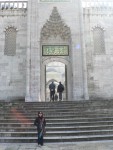 Sara strikes a pose at the entrance to the Blue Mosque.